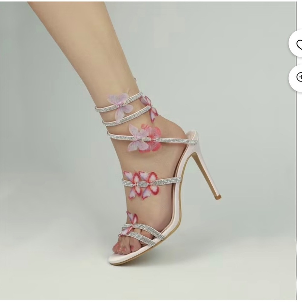 UBWDU Butterfly Rhinestone Heels Womens 10 Pink Bridal Wedding Prom Stiletto New